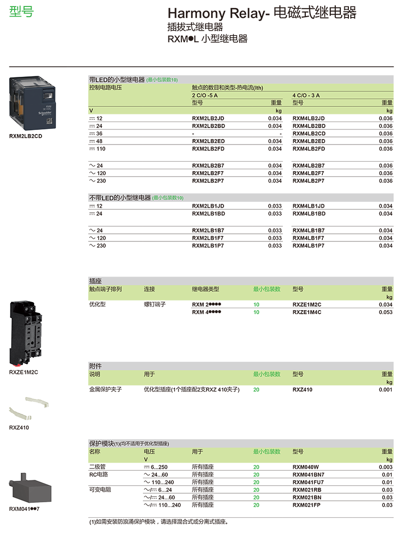 施耐德RXM小型繼電器,施耐德中間繼電器RXM系列,電磁式繼電器RXM2LB2BD
